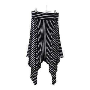 Cabi Navy Blue White Striped Asymmetrical Handkerchief Hem Skirt Size M